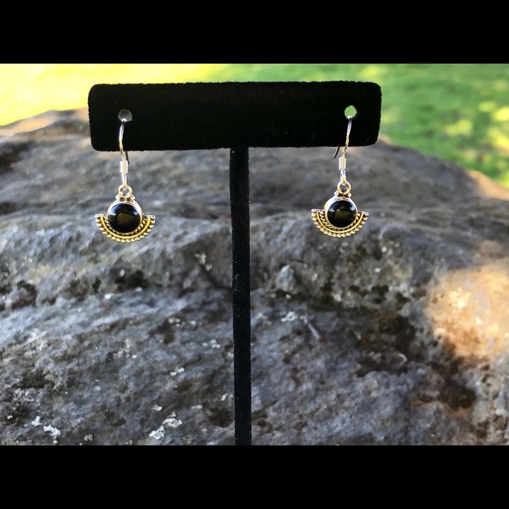 SOLD Onyx Earrings - Picture 2 of 8
